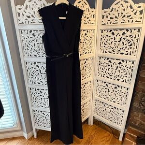 NWT Calvin Klein Black Pantsuit with Belt Sz 10